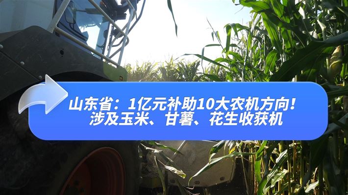 山东省：1亿元补助10大农机项目，涉及玉米、甘薯、花生收获机